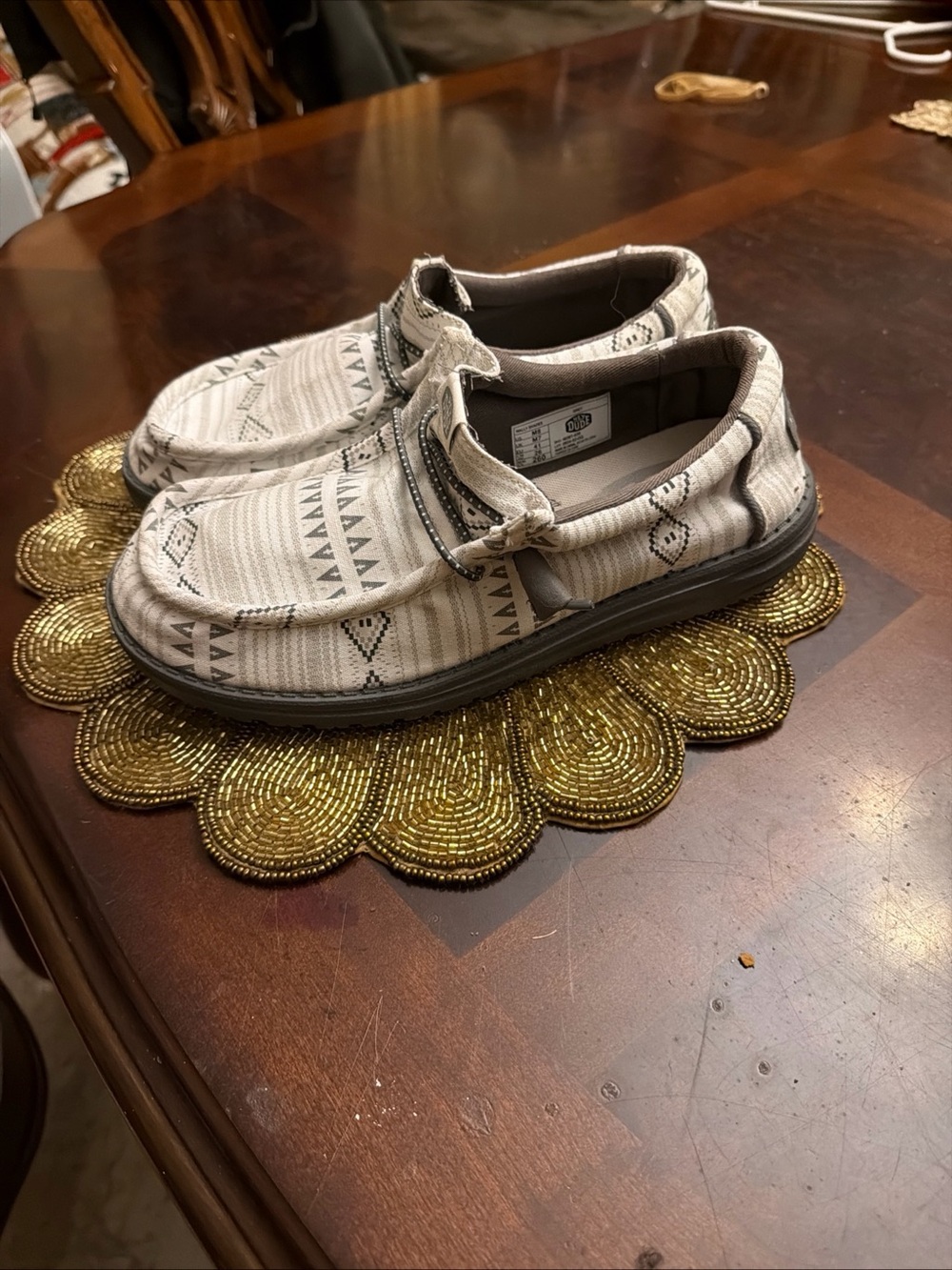 Hey Dude Kids Slip-On Sneakers in Beige Pattern